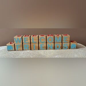 Home Interiors Changeable Greeting Blocks, 4 Different Greeings, 2 Pc. Set, Wood